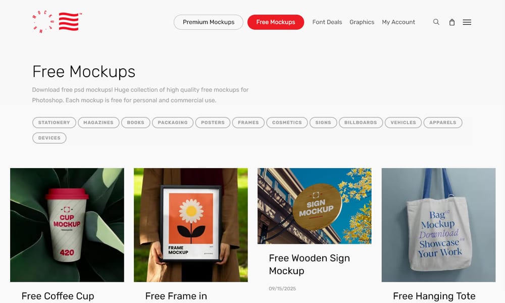 A free branding mockup from Mr.Mockup demonstrating its high-quality and realistic textures.