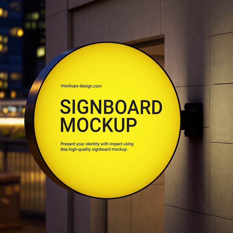 Night Signboard Mockup PSD