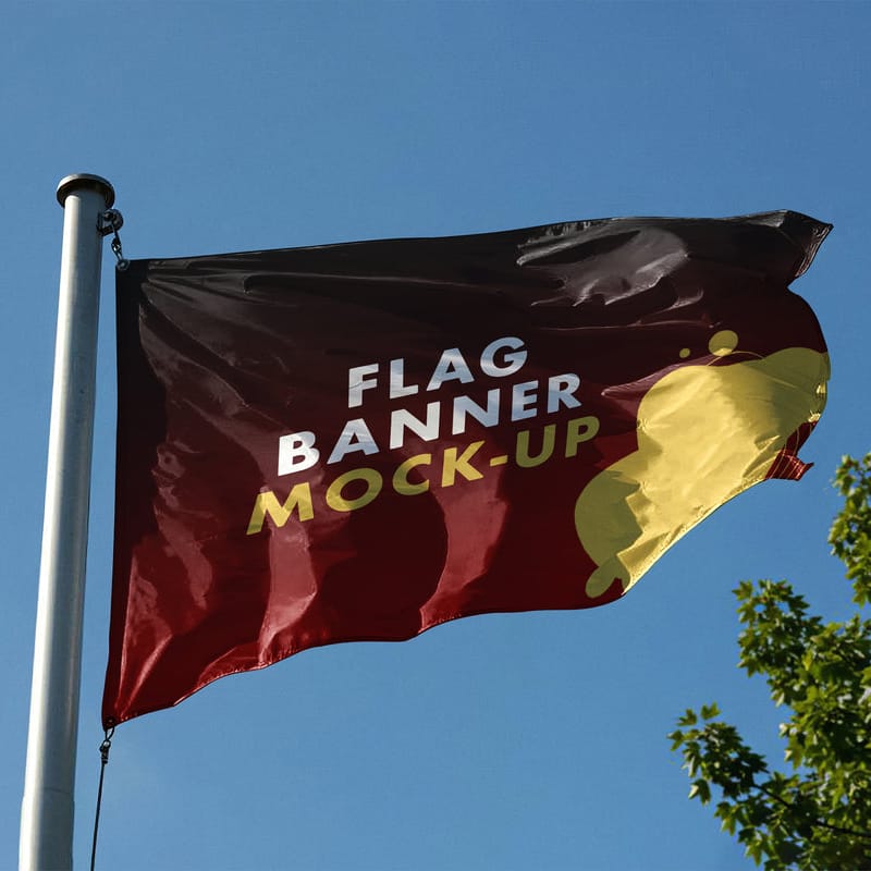 Outdoor Flag Banner Mockup PSD