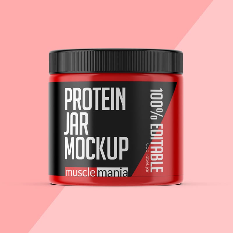 Protein Jar Mockup Template PSD