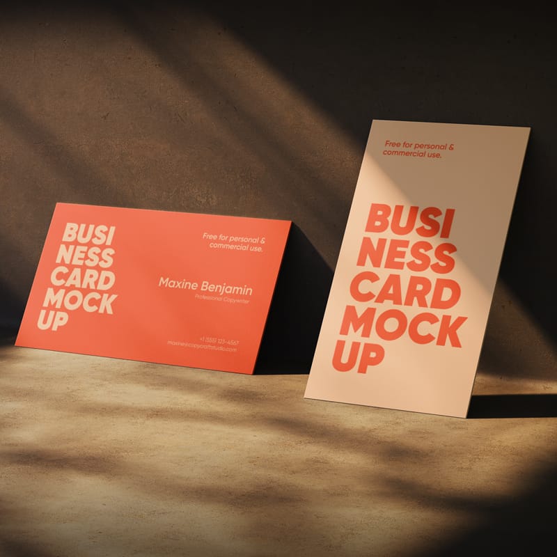 Realistic Business Card Mockup with Shadows PSD