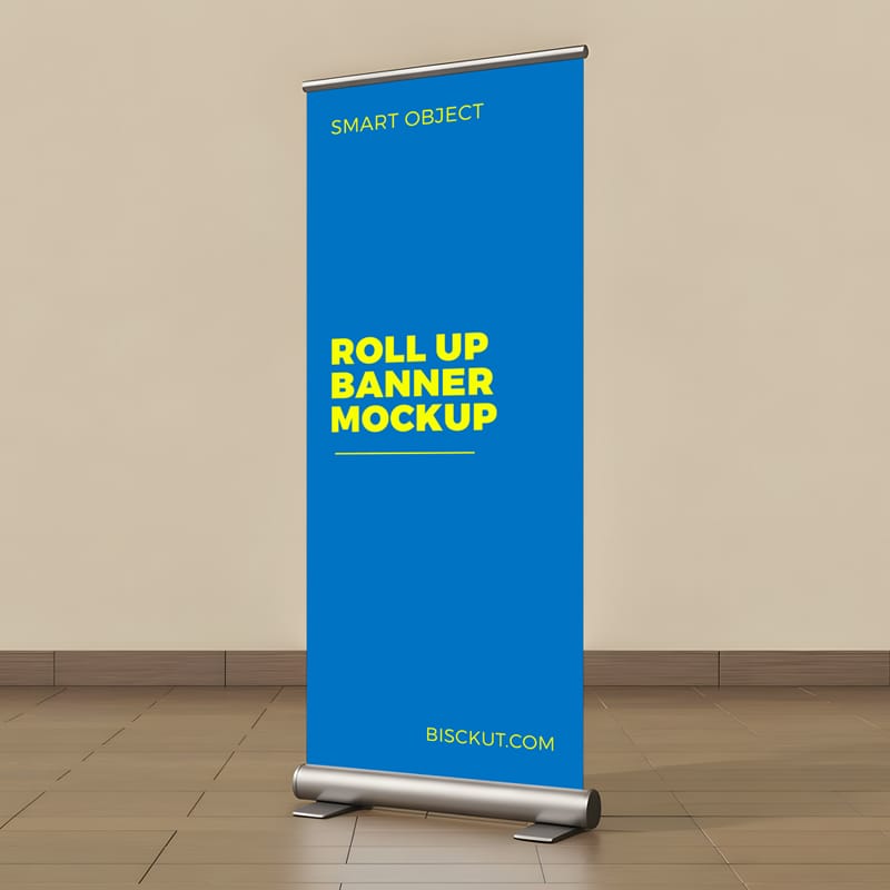 Roll-Up Banner Mockup Template PSD