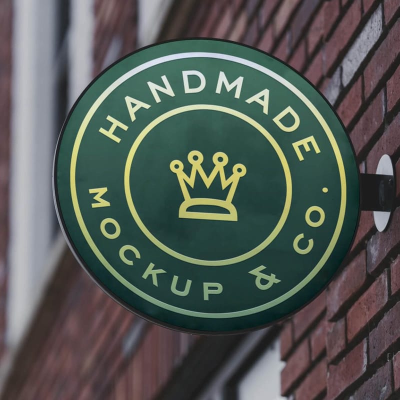 Round Shop Sign Mockup PSD