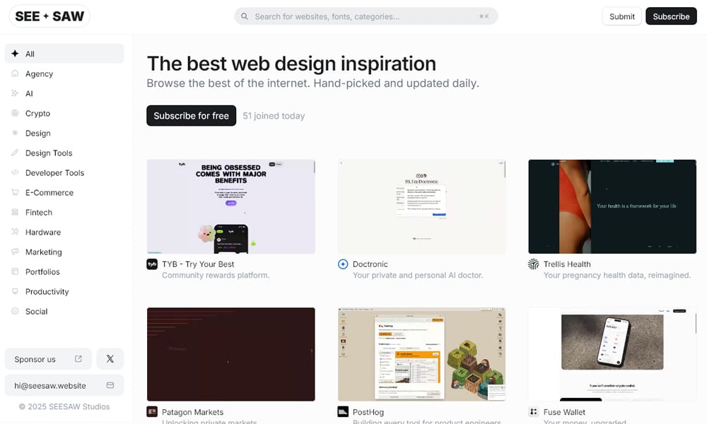 Clean and professional portfolio and business site inspirations