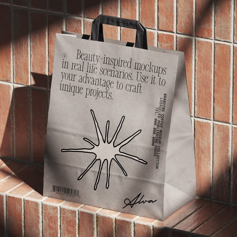 Shopping Paper Bag Mockup Shadow Overlay V1 Isometric PSD