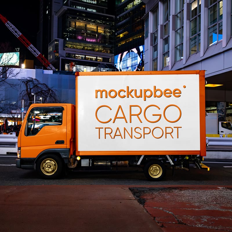 Small Vehicle at Night Mockup PSD