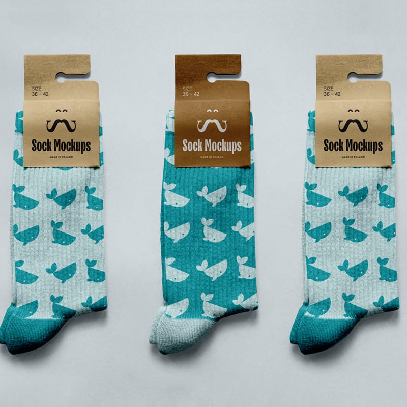 Sock with Label Mockups PSD