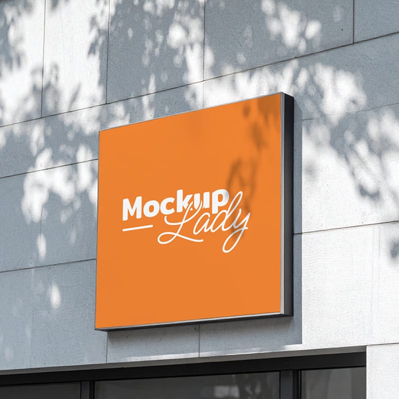 Square Sign Mockup Template PSD