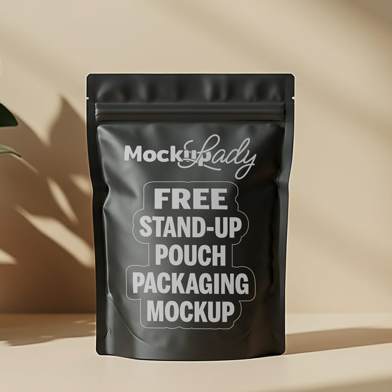 Stand-up Pouch Packaging Mockup in a Natural Setting PSD