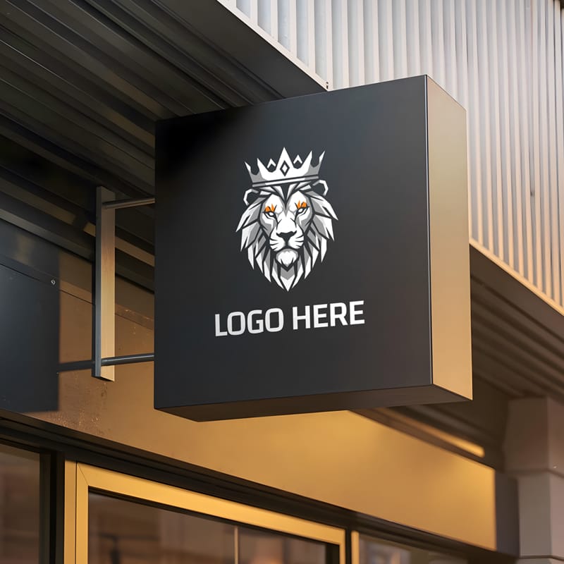 Storefront Signboard Logo Mockup PSD