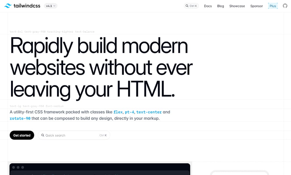 Tailwind CSS grid utility classes code example