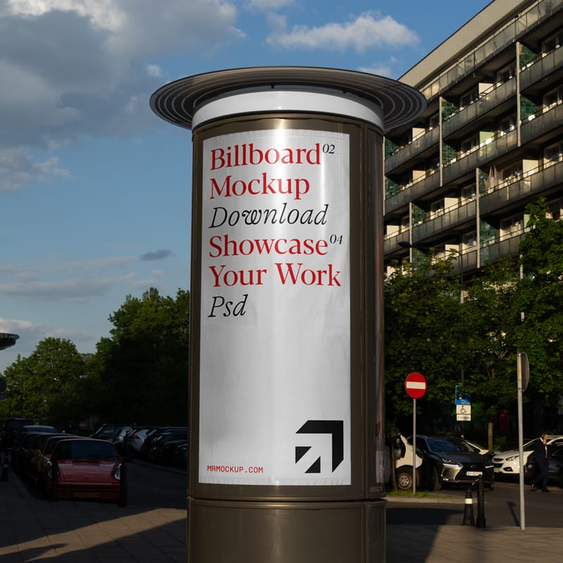 Tall Outdoor Billboard Mockup PSD