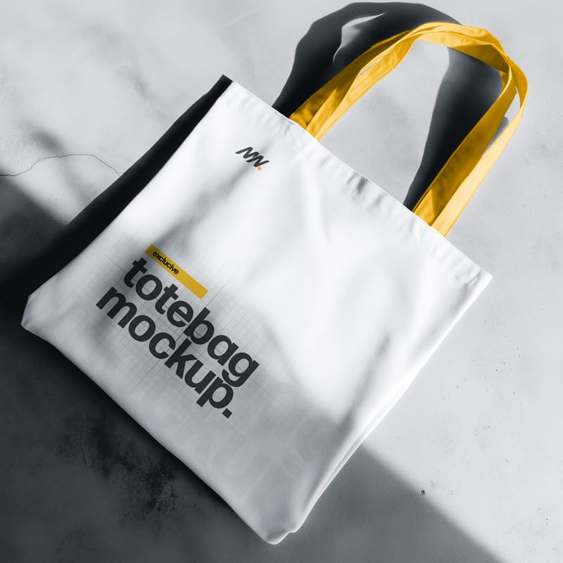 Tote Bag Mockup On Concrete Floor PSD