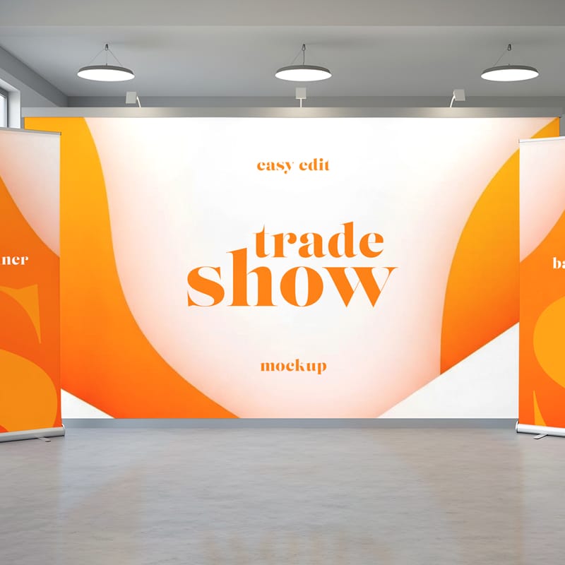 Trade Show Exhibition Booth Banner Mockup PSD
