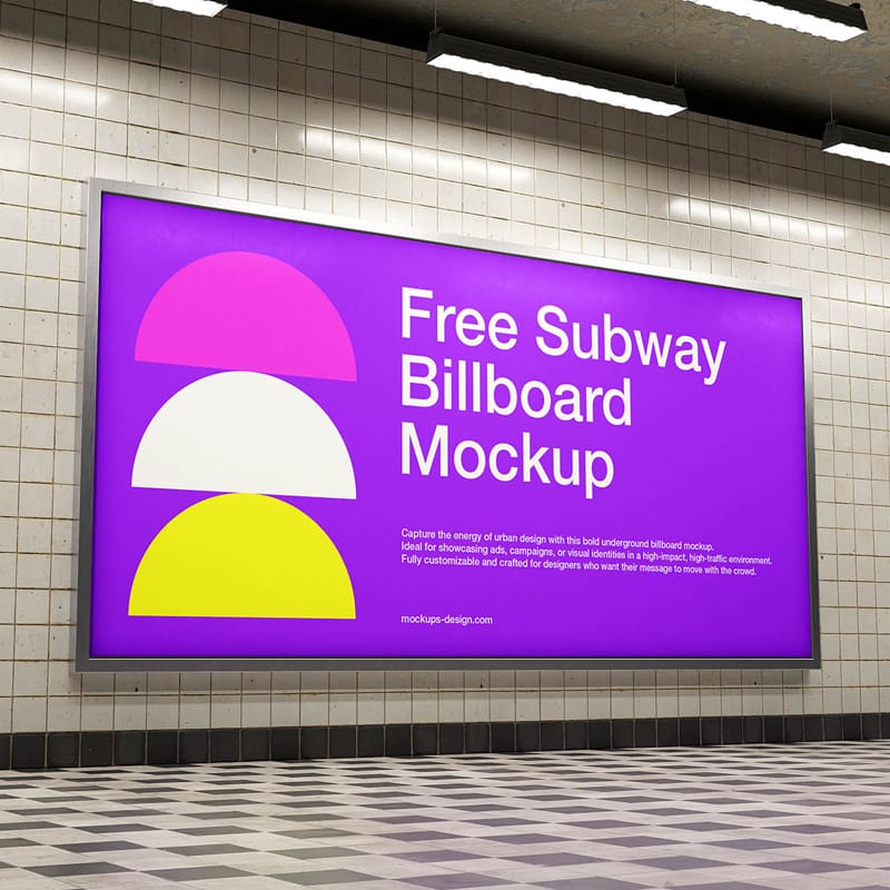 Urban Subway Billboard Mockup PSD