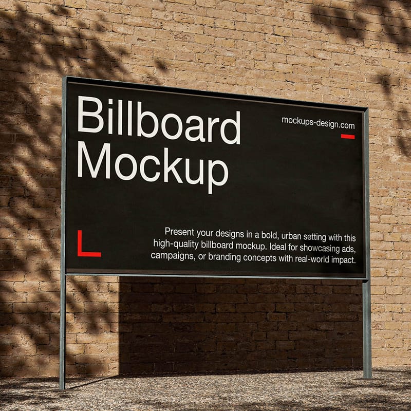 Urban Wall Billboard with Brick Background Mockup PSD