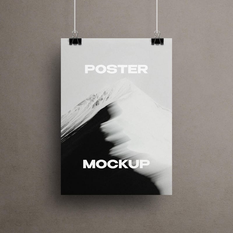 Vertical Clipped Poster Mockup PSD
