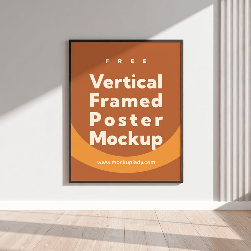 Vertical Framed Poster Mockup PSD