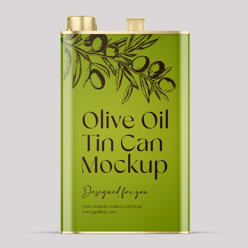 Virgin Olive Oil Can Mockup PSD