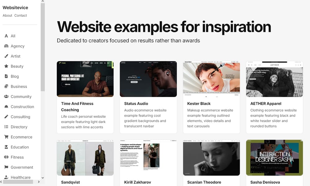 Curated modern websites with trendy UI and development insights 2025