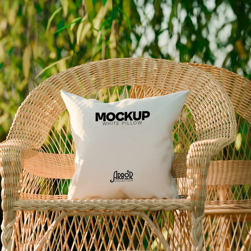 White Throw Pillow Mockup PSD