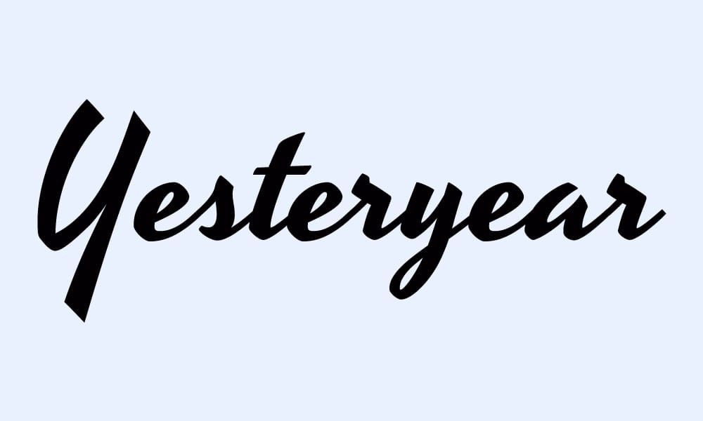 The font Yesteryear, a clean and sharp vintage script.