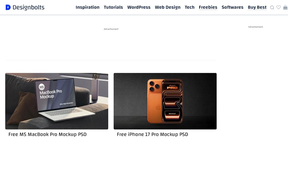 A free device mockup from the popular design blog Designbolts.