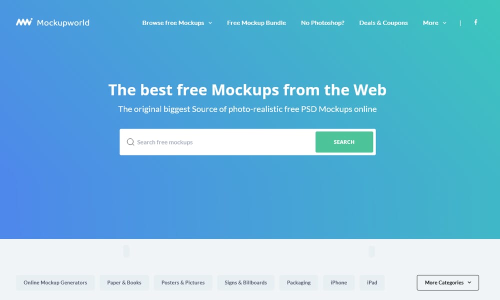 The Mockupworld website, a directory for finding the best free mockup sites for designers.