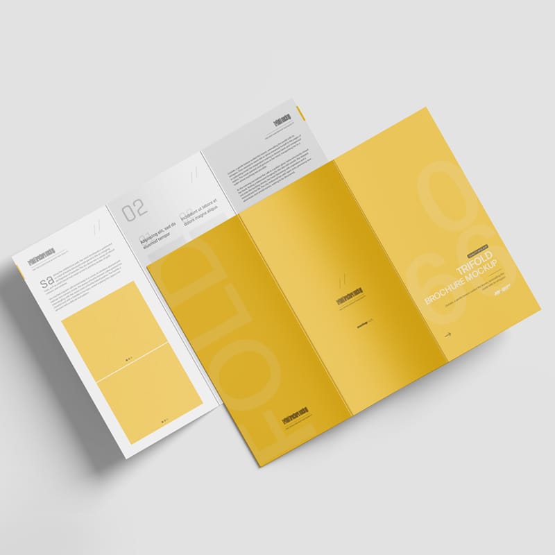 A4 Trifold Brochure Mockup Showing Front and Back PSD