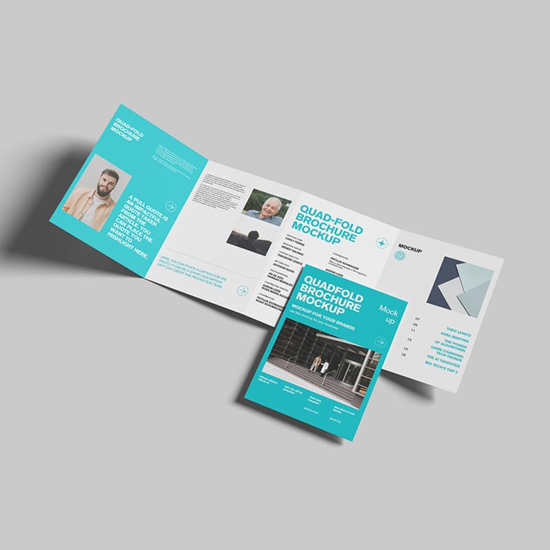 A5 Quad-Fold Brochure Mockup PSD