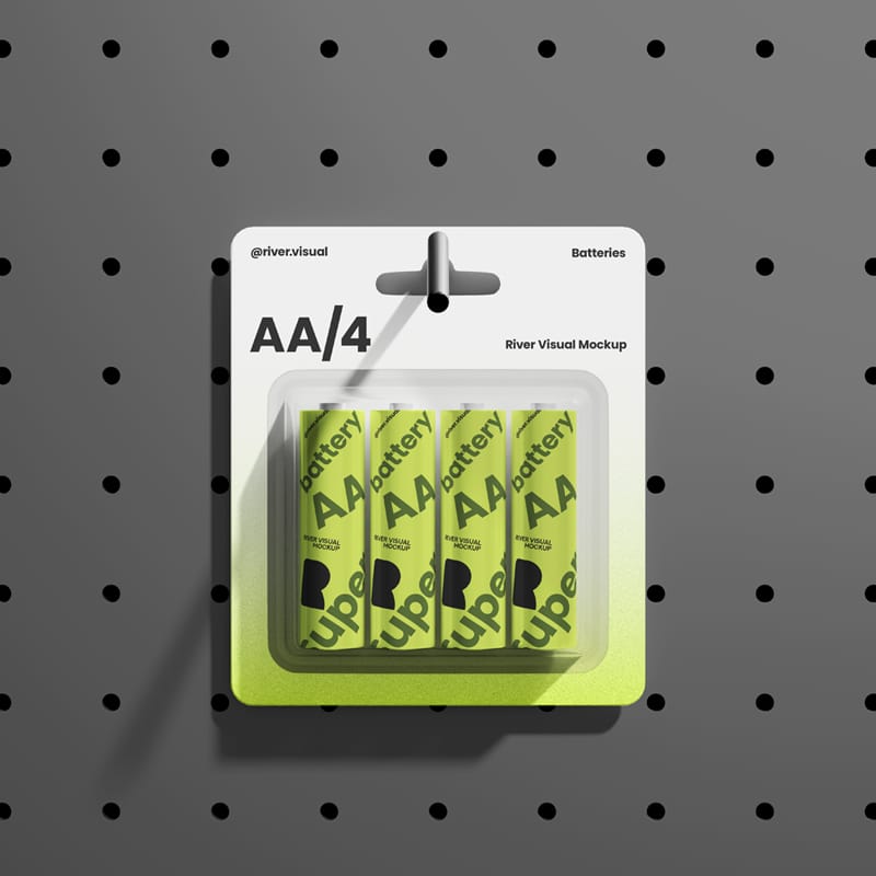 AA Battery Mockup Template PSD