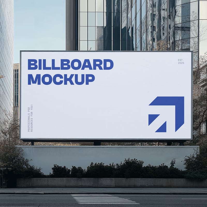 Big Billboard in a City Center Mockup PSD