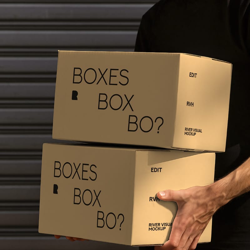 Cardboard Shipping Box Mockup PSD
