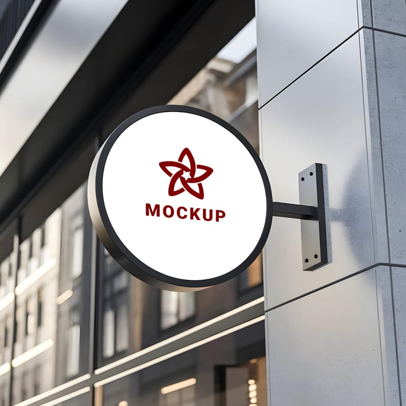 Circle Sign Logo Mockup PSD