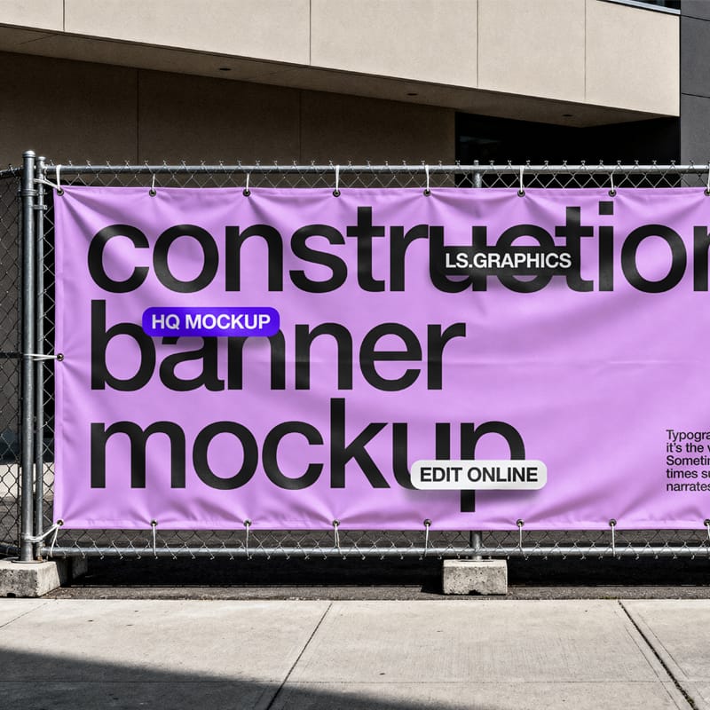 Construction Banner Mockup PSD