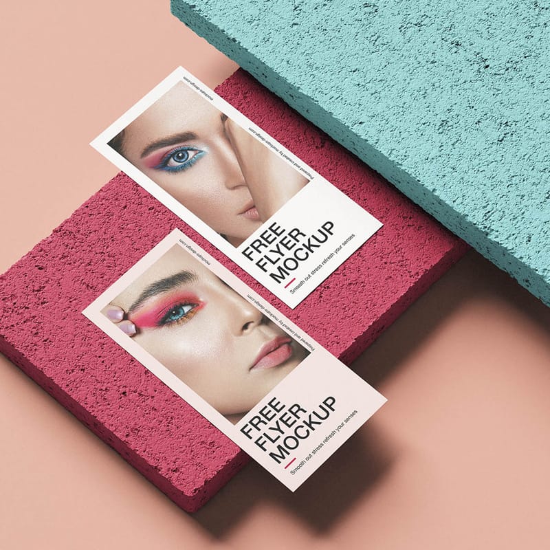 DL Flyer on Stone Tile Mockup PSD