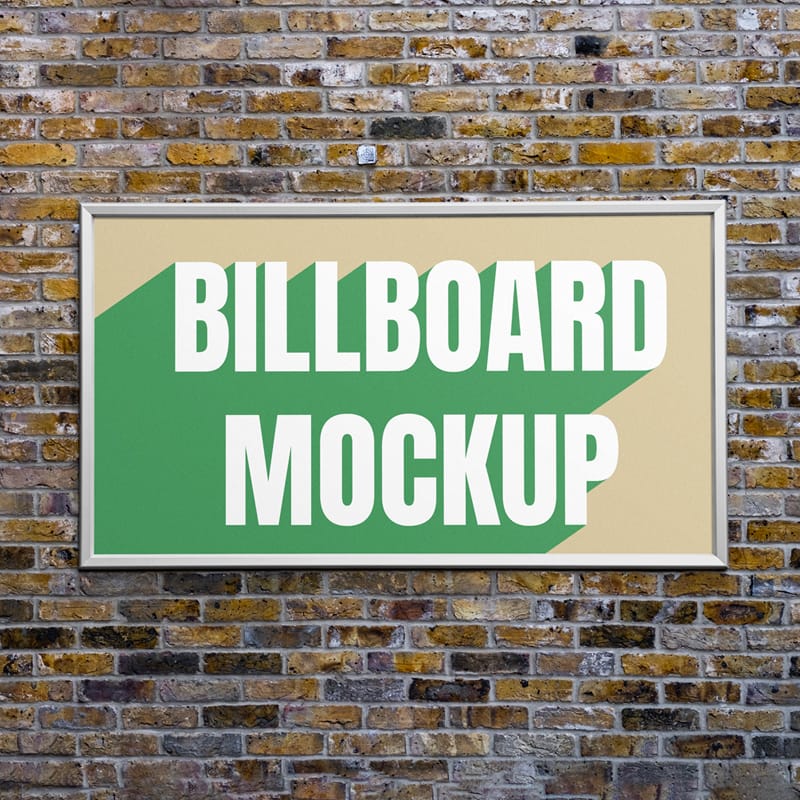 Frame Billboard on Brick Wall Mockup PSD