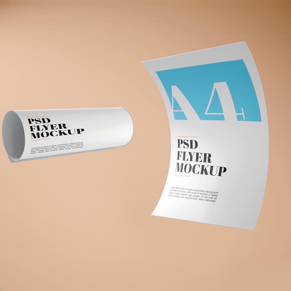 Free 3D Floating A4 Flyer Mockup PSD