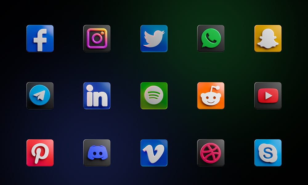 Free 3D Social Media Icons