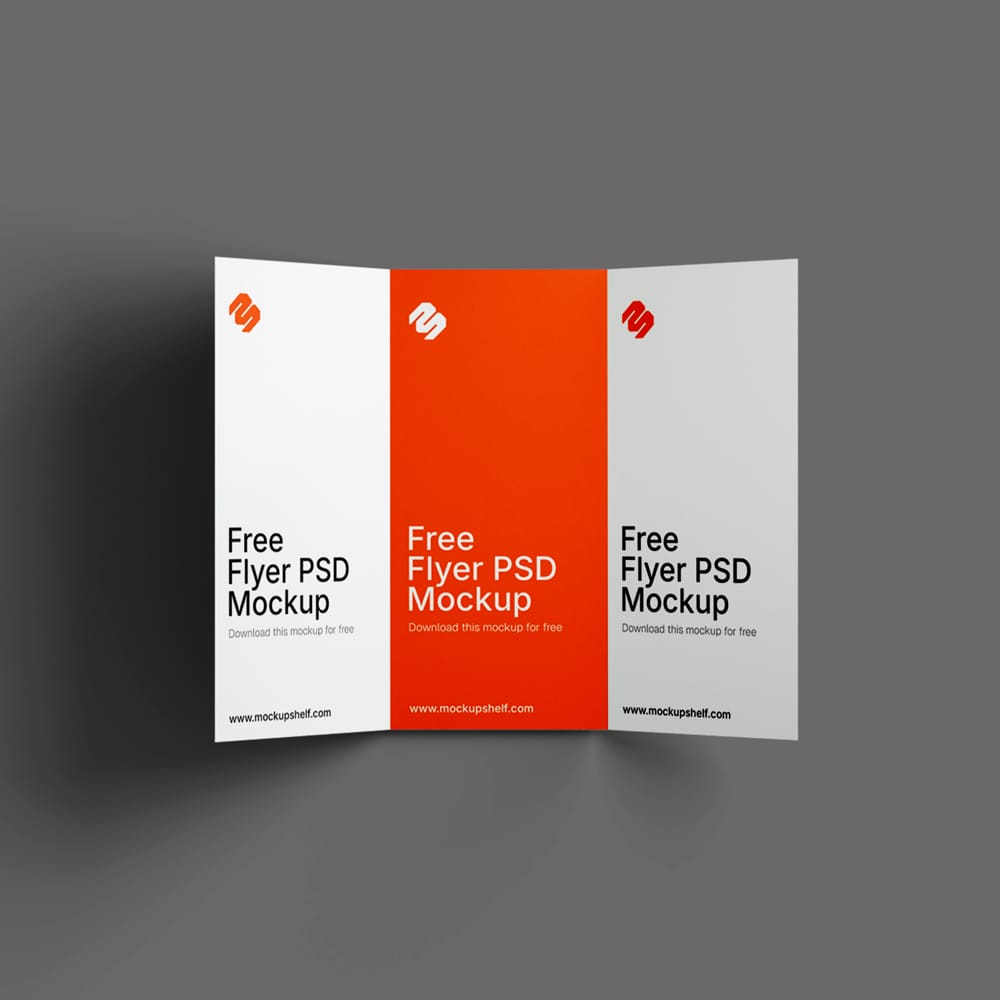 Free A4 Tri-fold Flyer Mockup PSD