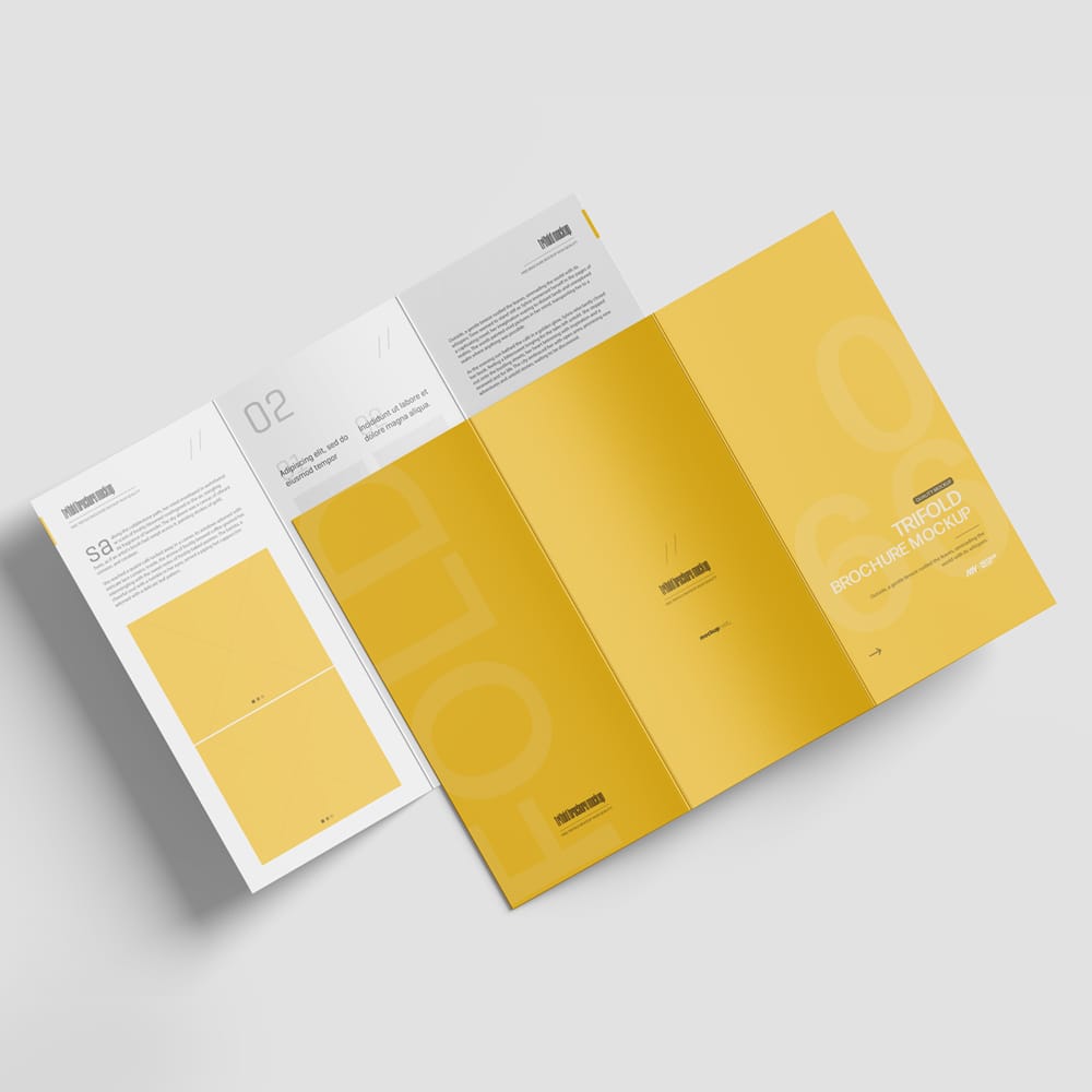 Free A4 Trifold Brochure Mockup Showing Front and Back PSD