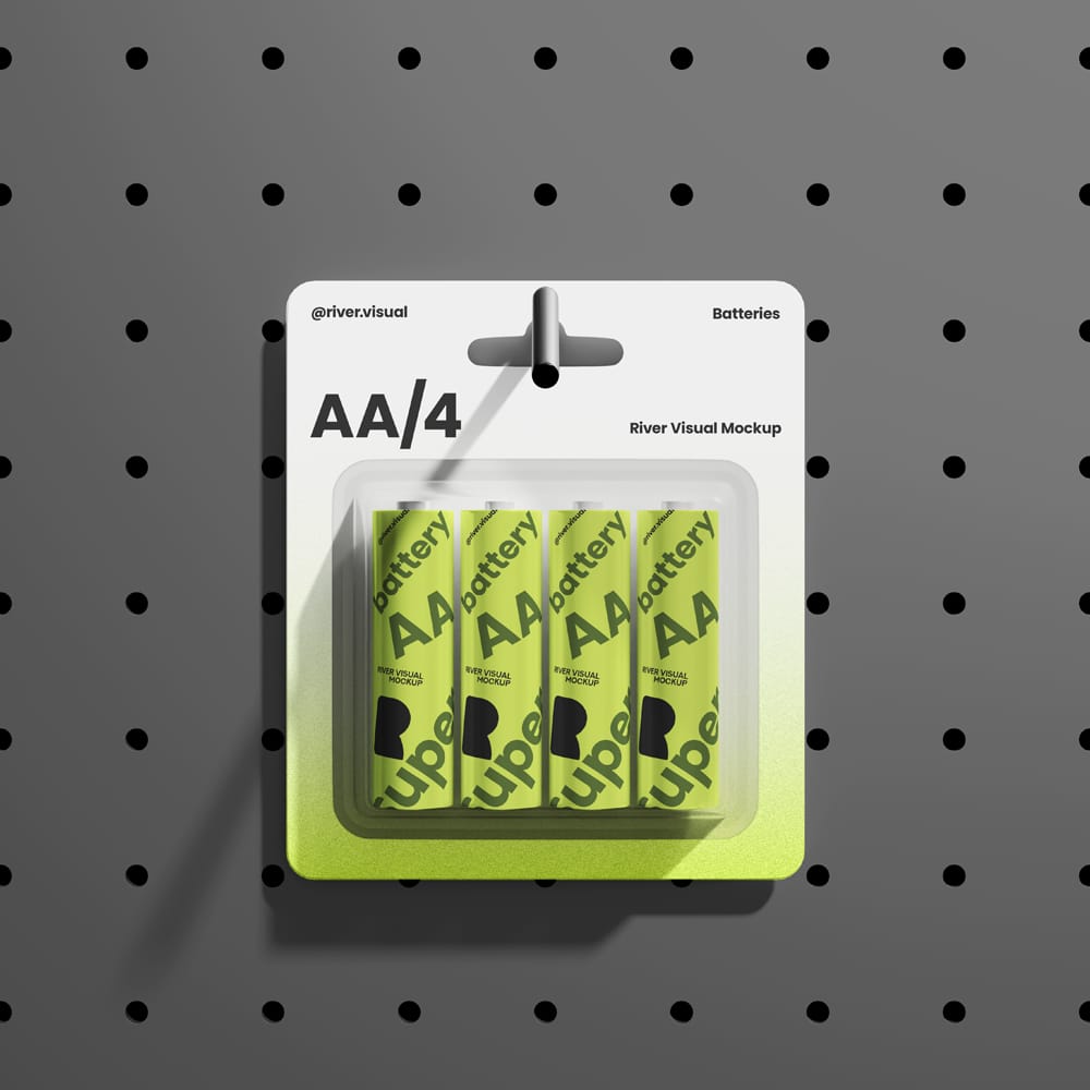 Free AA Battery Mockup Template PSD