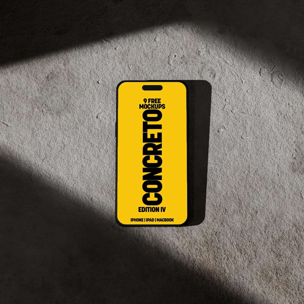 Free Apple iPhone Mockup on a Concrete Floor PSD