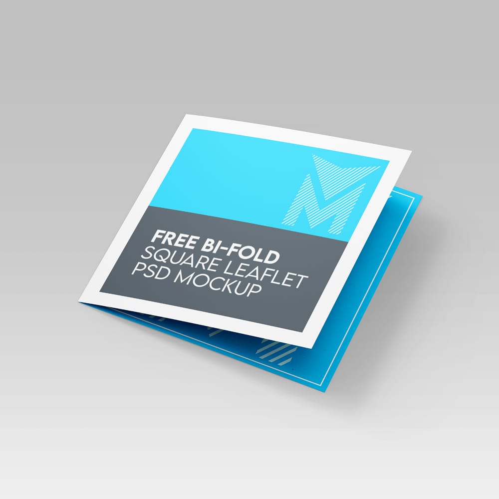 Free Bi-fold Square Leaflet Mockup PSD