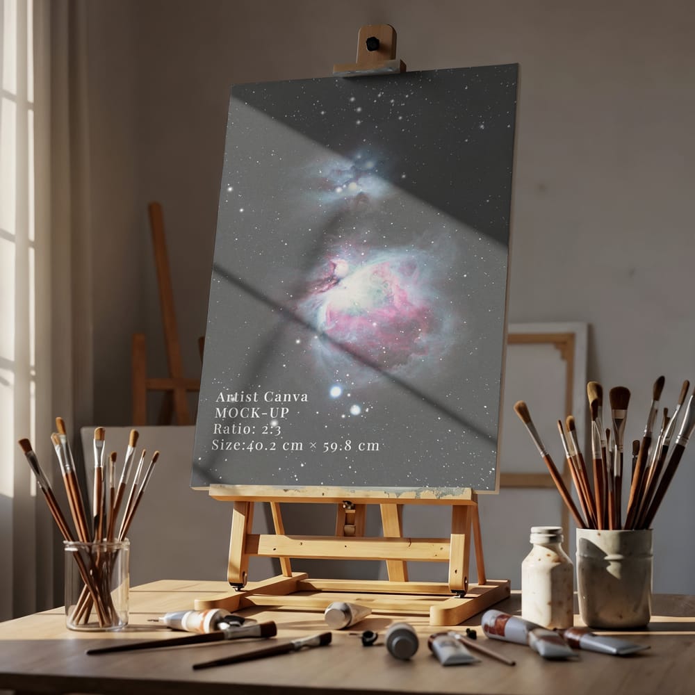 Free Blank Canva in Artist Studio Mockup PSD