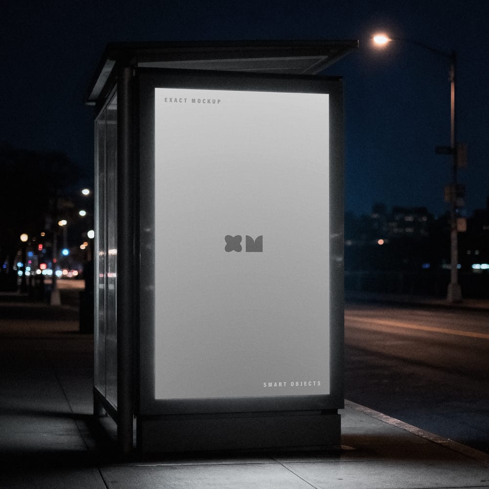 Free Bus Stop Vertical Screen Mockup PSD