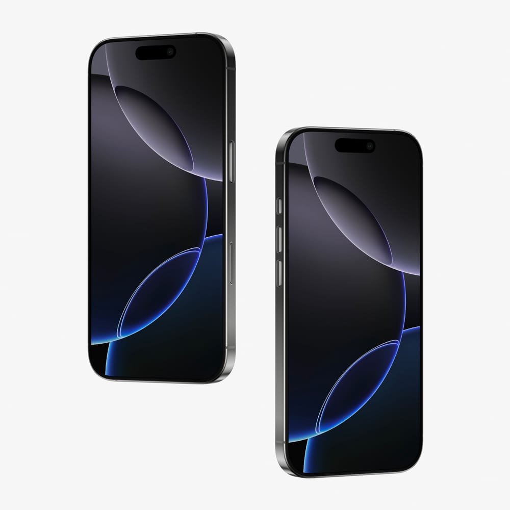 Free Floating Two iPhone 16 Pro Mockups PSD