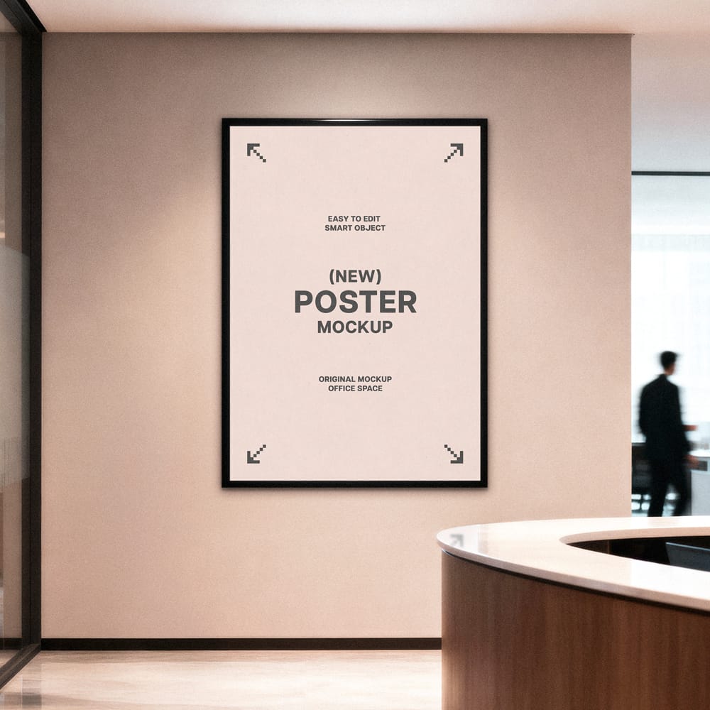 Free Framed Office Poster Mockup PSD