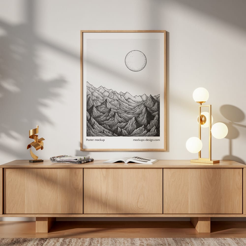 Free Framed Poster Mockup Template PSD