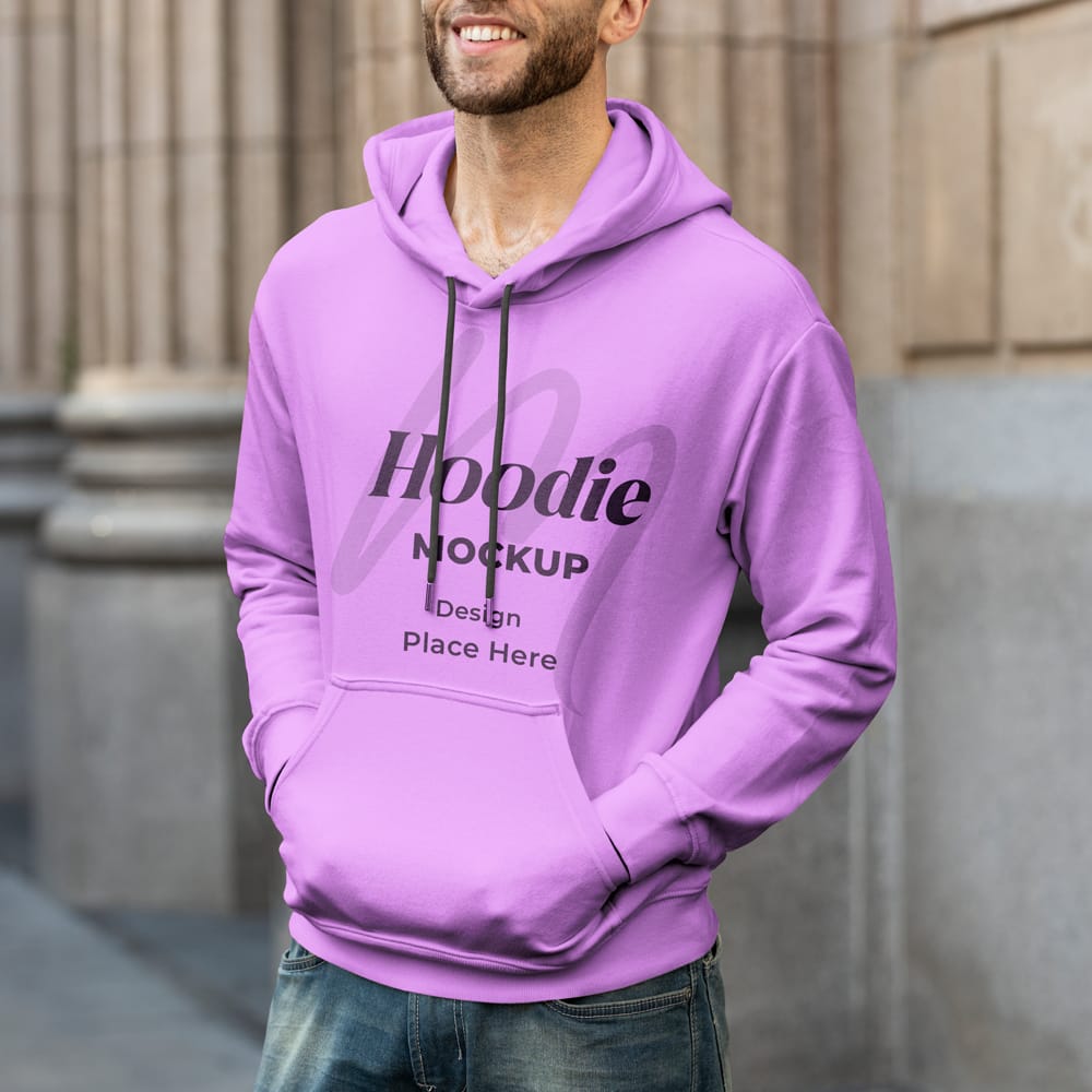 Free Front View Pullover Hoodie Mockup PSD